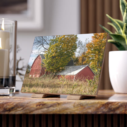 U R There Photography Bowers Road Red I Rustic Farmhouse Decorative Ceramic Tile