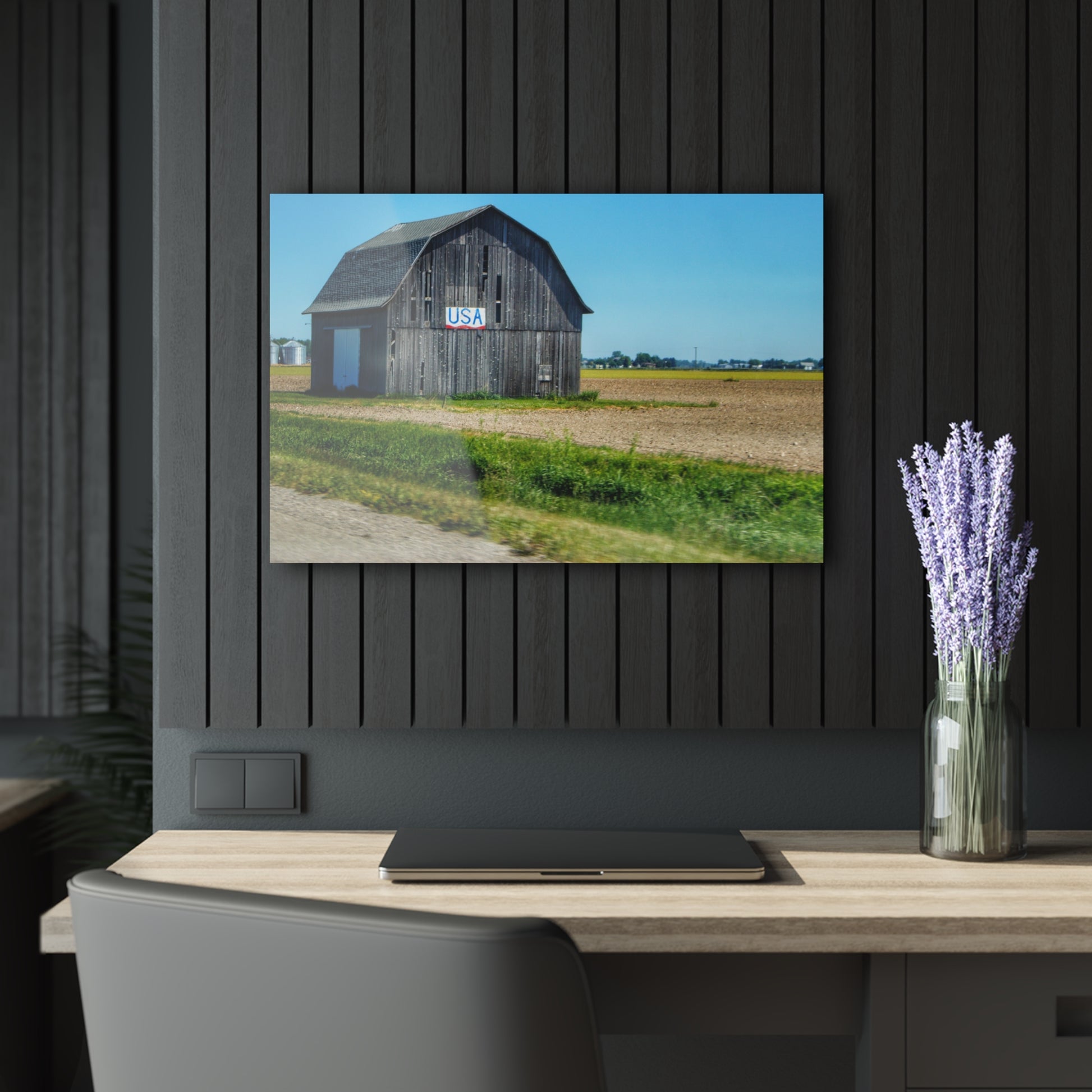 Unionville M-25 USA Grey Rustic Farmhouse Acrylic Wall Print 30″ x 20″ (Horizontal) 0.25''