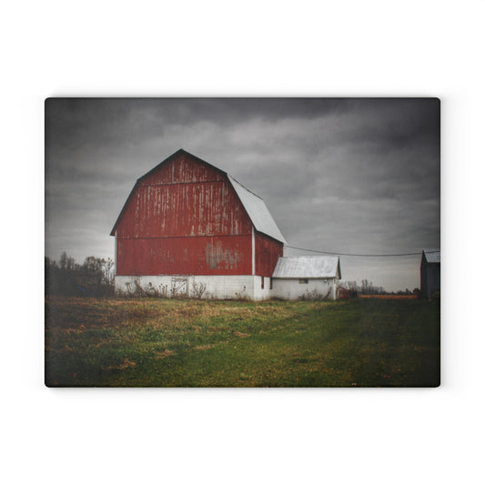 U R There Photography Mills Road Red II Rustic Farmhouse Tempered-Glass Cutting Board
