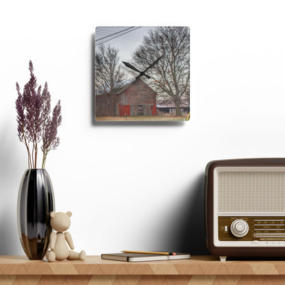 U R There Photography Almont Van Dyke Red III Rustic Farmhouse Acrylic Analog Wall Clock