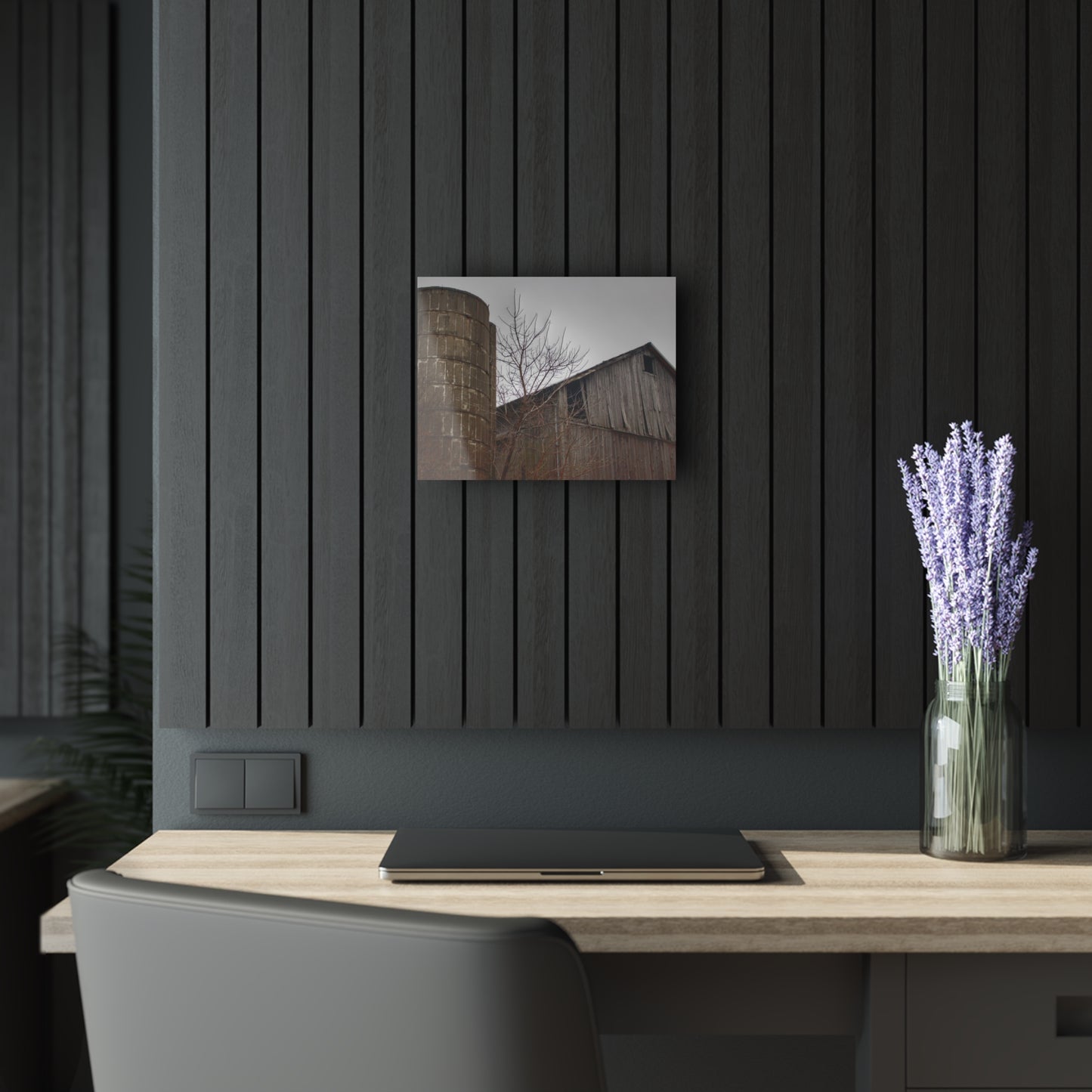 U R There Photography Brandon Hill Grey Rustic Farmhouse Acrylic Wall Print