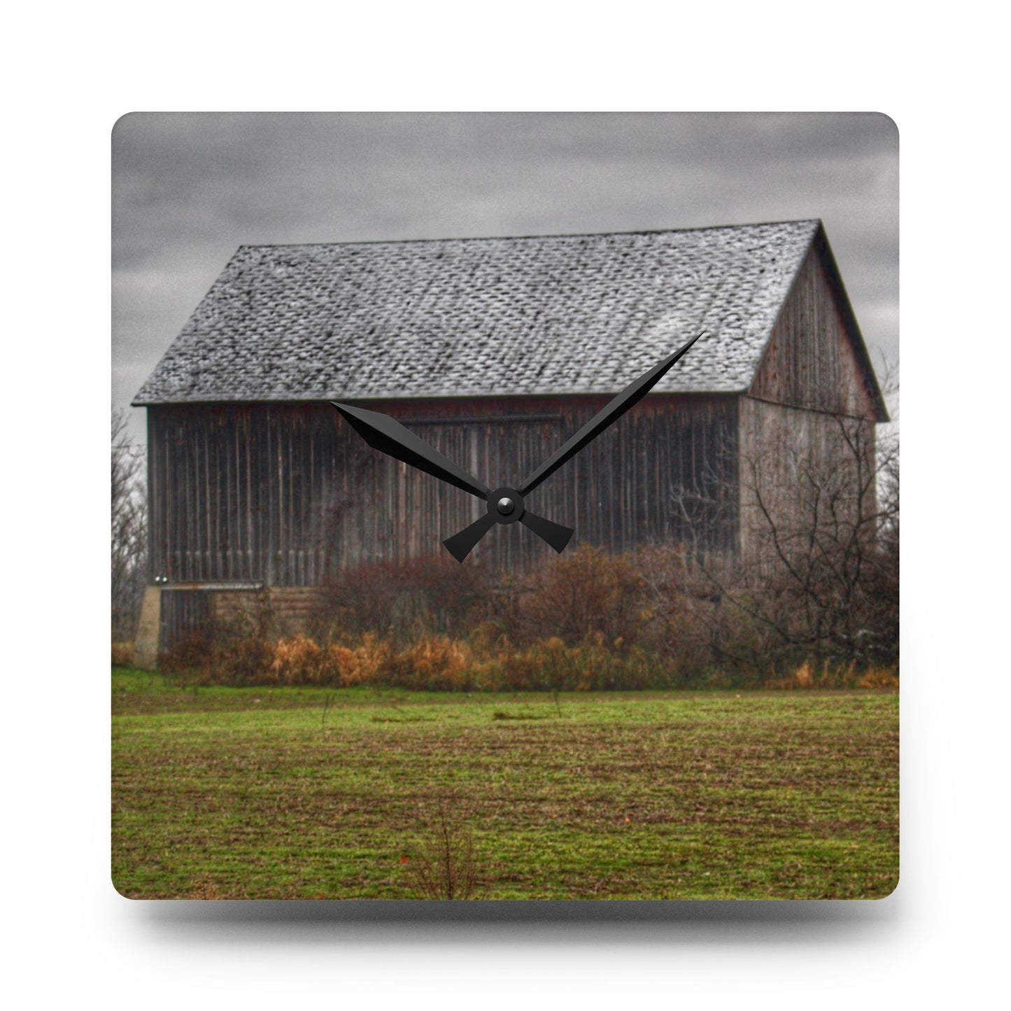 U R There Photography Brown City Road Grey Rustic Farmhouse Acrylic Analog Wall Clock