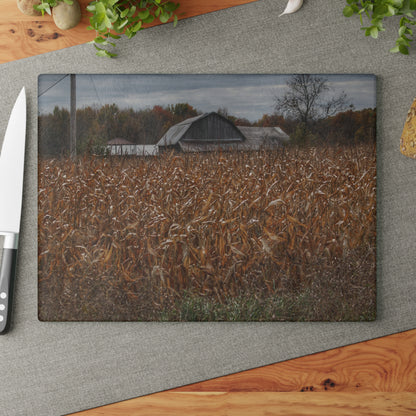 U R There Photography North State Road Grey Rustic Farmhouse Tempered-Glass Cutting Board 8"x 11"