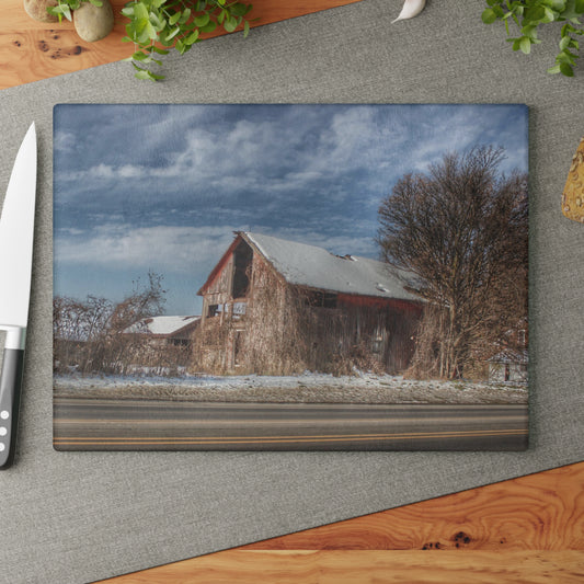 U R There Photography Almont Van Dyke Red II Rustic Farmhouse Tempered-Glass Cutting Board
