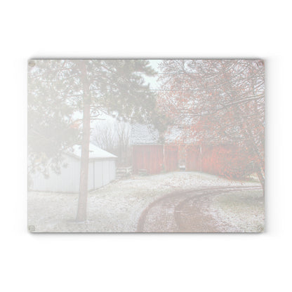 U R There Photography North Lake Pleasant Road Hidden Red Rustic Farmhouse Tempered-Glass Cutting Board
