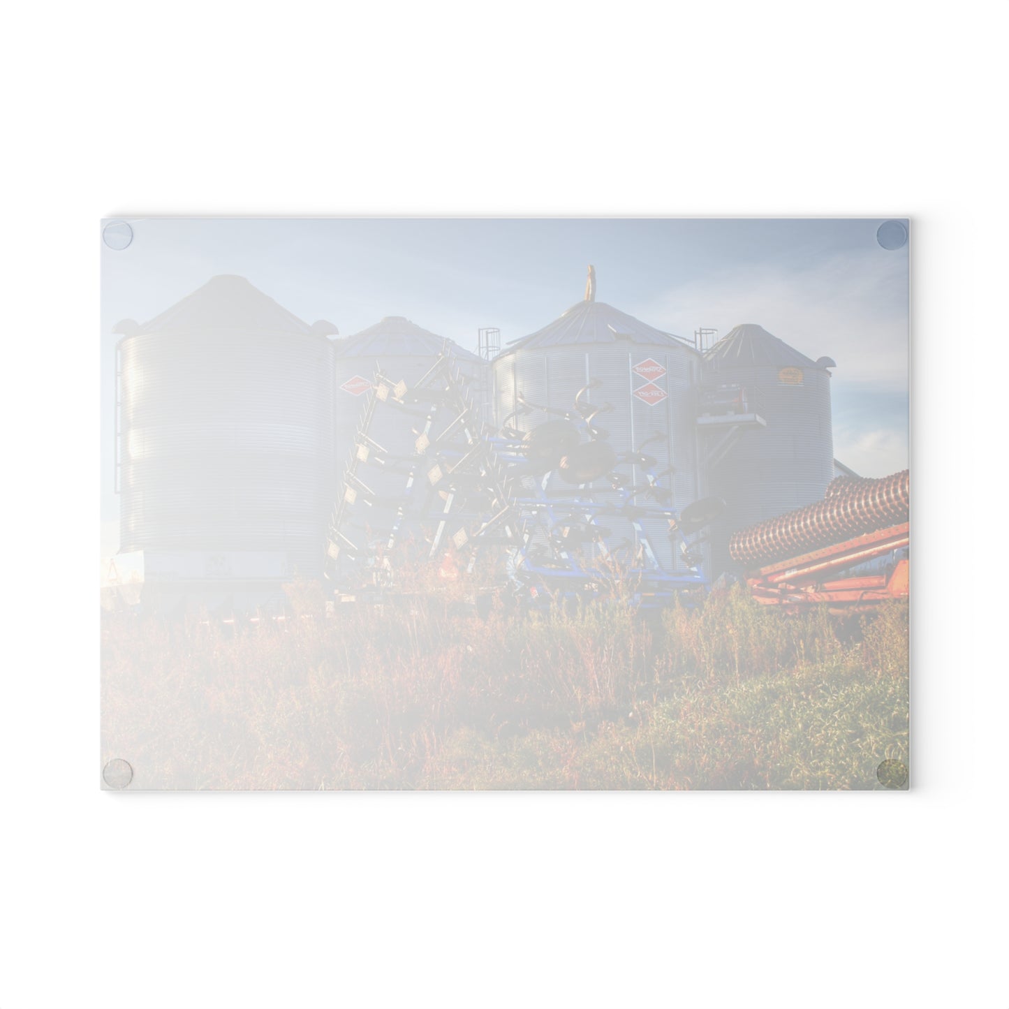 U R There Photography Peck Road Grain Silos Rustic Farmhouse Tempered-Glass Cutting Board