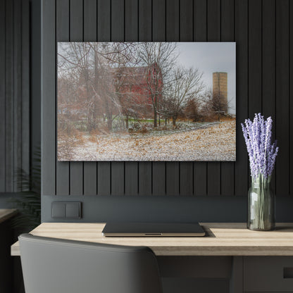 U R There Photography Hough Road Hidden Winter Red II Rustic Farmhouse Acrylic Wall Print