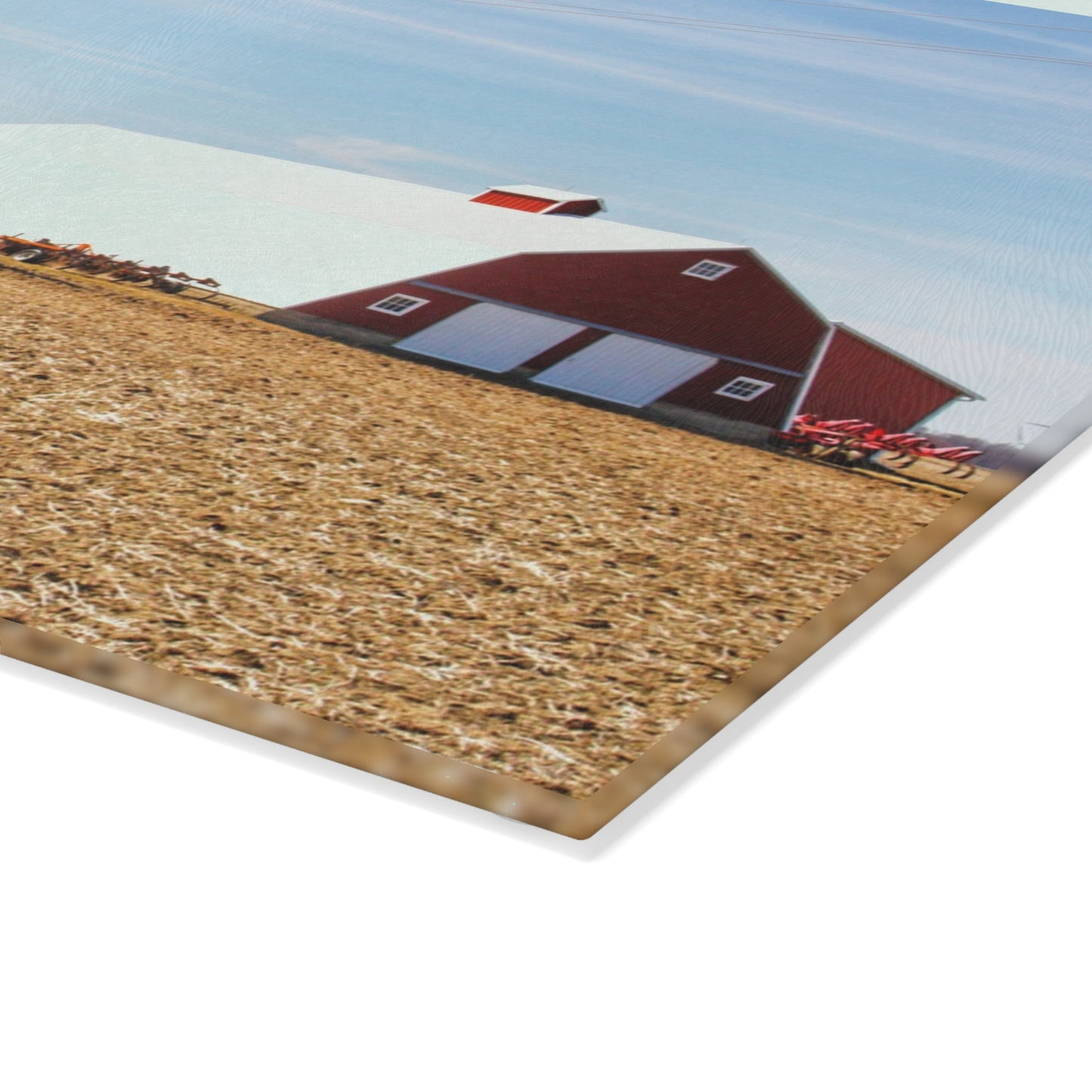U R There Photography French Road Quilted Red Rustic Farmhouse Tempered-Glass Cutting Board