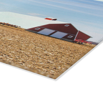 U R There Photography French Road Quilted Red Rustic Farmhouse Tempered-Glass Cutting Board