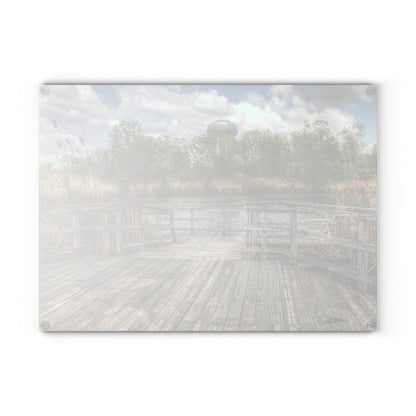 U R There Photography Bridge Overlooking Water Tower Park in Lapeer Rustic Farmhouse Tempered-Glass Cutting Board