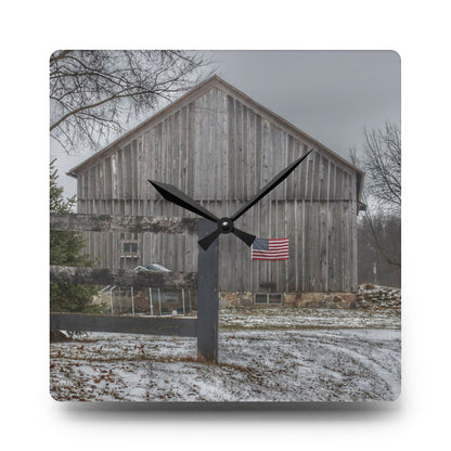 U R There Photography Sutton Road Patriot Grey I Rustic Farmhouse Acrylic Analog Wall Clock