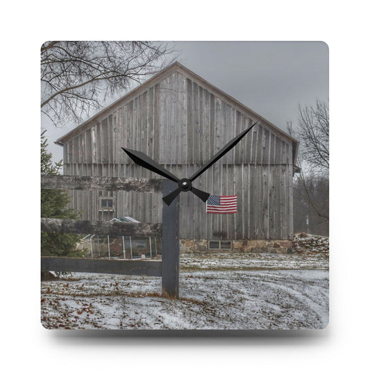 Sutton Road Patriot Grey I Rustic Farmhouse Acrylic Analog Wall Clock 10.75'' × 10.75'' (Square)