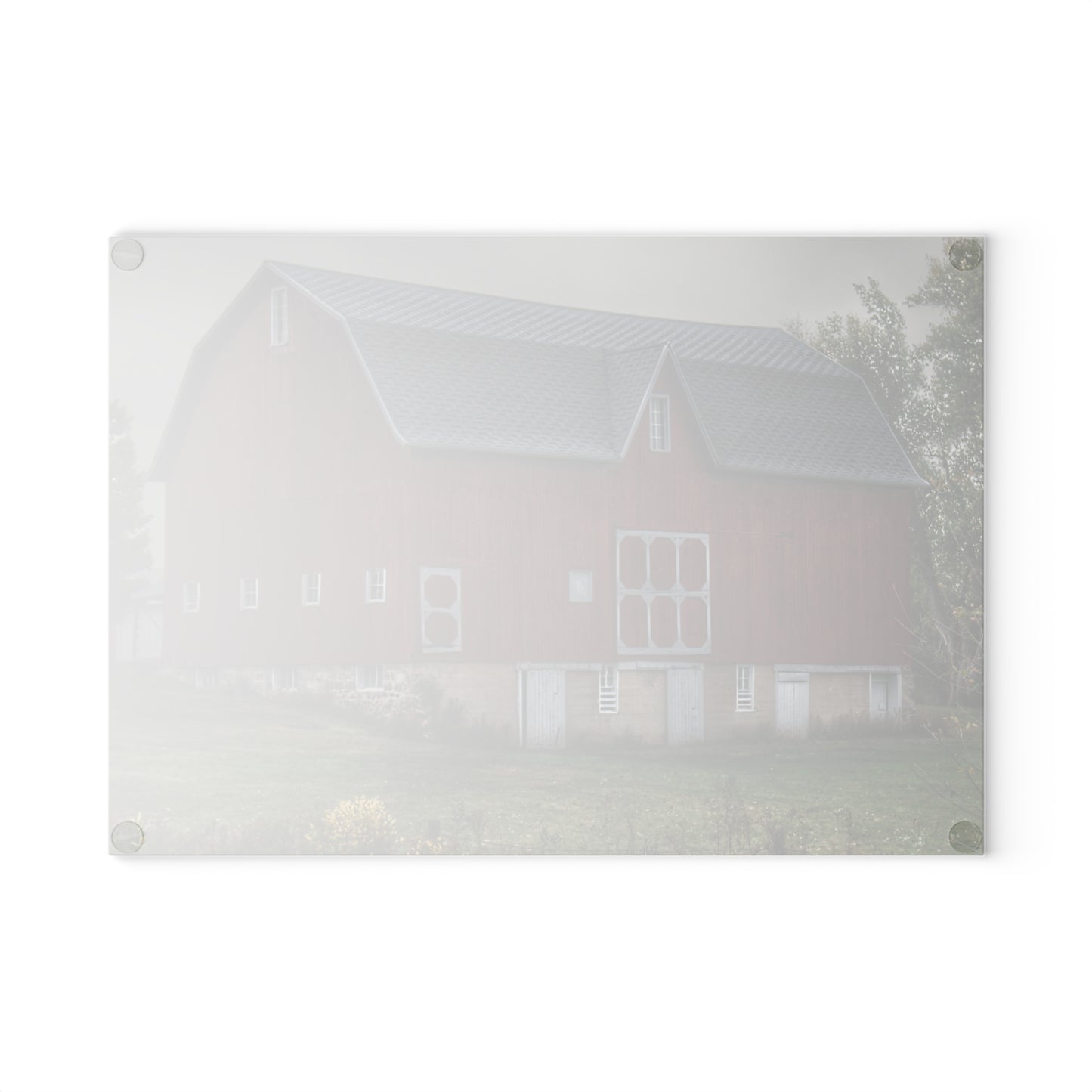 U R There Photography Vassar Road Red I Rustic Farmhouse Tempered-Glass Cutting Board