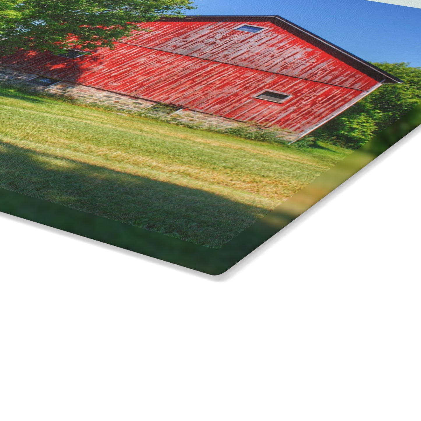 U R There Photography Five Lakes Red IV Rustic Farmhouse Tempered-Glass Cutting Board