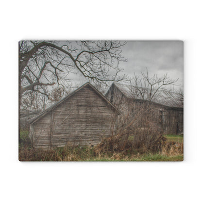 U R There Photography Bowers Road Greys II Rustic Farmhouse Tempered-Glass Cutting Board