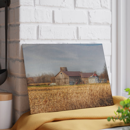 U R There Photography North Center Road Grey Rustic Farmhouse Tempered-Glass Cutting Board
