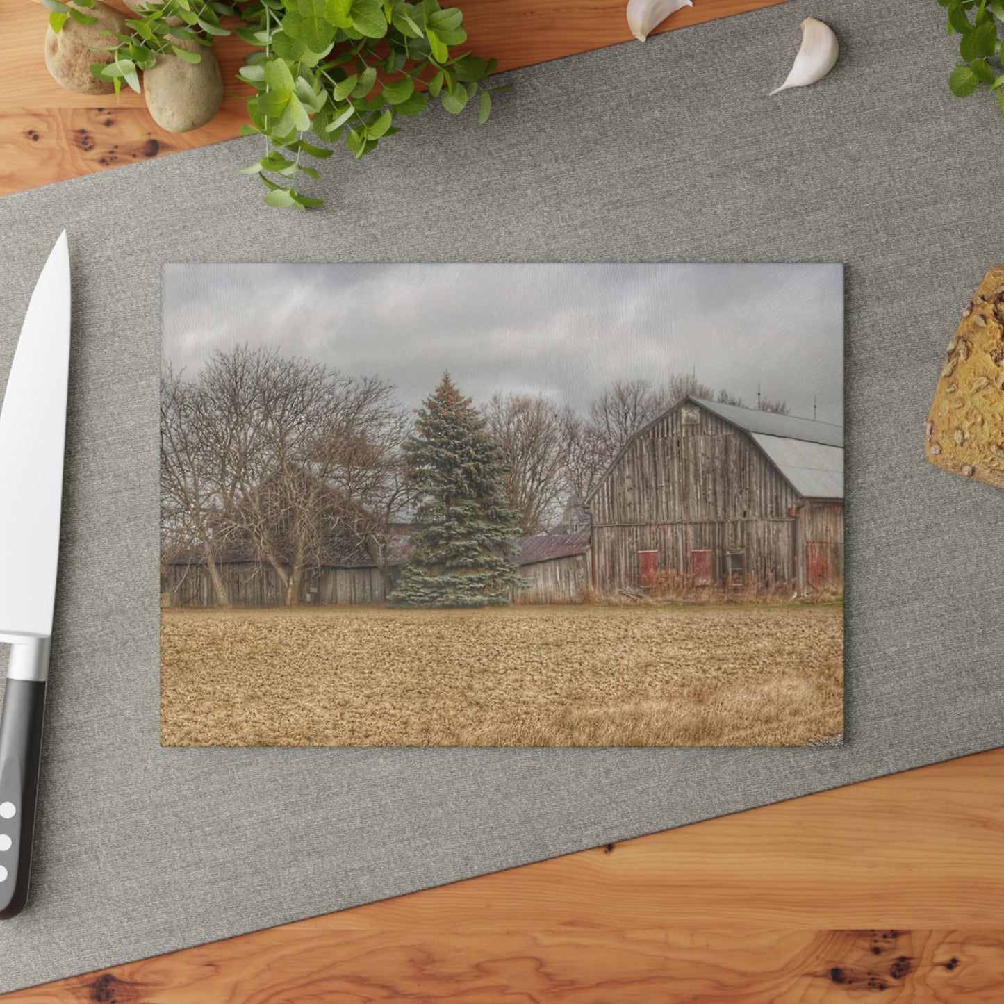 U R There Photography Frankenmuth Flint Street Farm Rustic Farmhouse Tempered-Glass Cutting Board