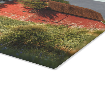 U R There Photography Genesee Road Red II Rustic Farmhouse Tempered-Glass Cutting Board