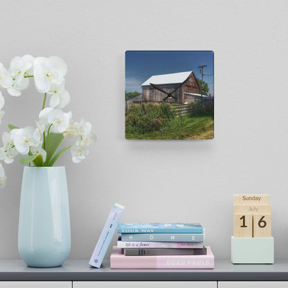 U R There Photography Castle Road Cow Barn I Rustic Farmhouse Acrylic Analog Wall Clock