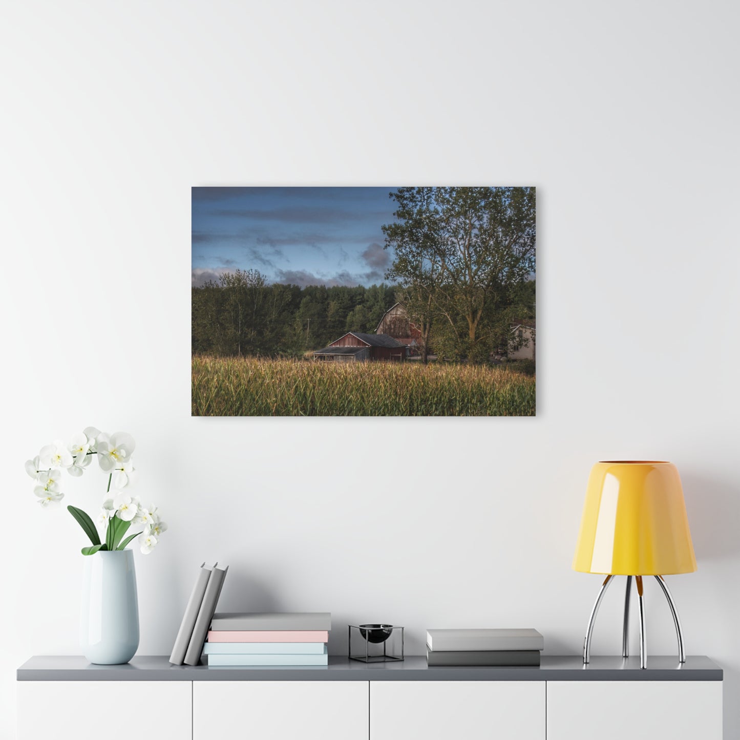 U R There Photography West Oregon Road Hidden Red II Rustic Farmhouse Acrylic Wall Print