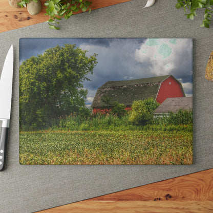 U R There Photography Shelby Red IV Rustic Farmhouse Tempered-Glass Cutting Board