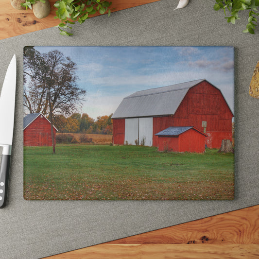 U R There Photography Ruth Reds Rustic Farmhouse Tempered-Glass Cutting Board