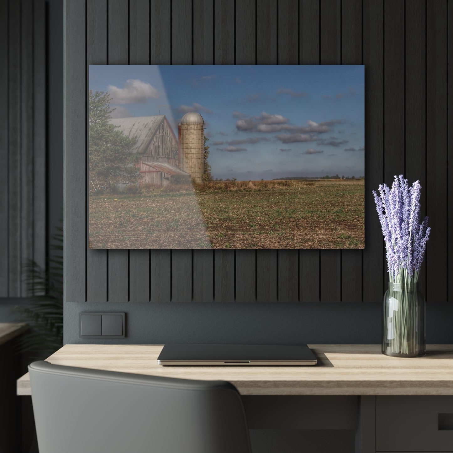U R There Photography Sheridan Line Road Grey II Rustic Farmhouse Acrylic Wall Print