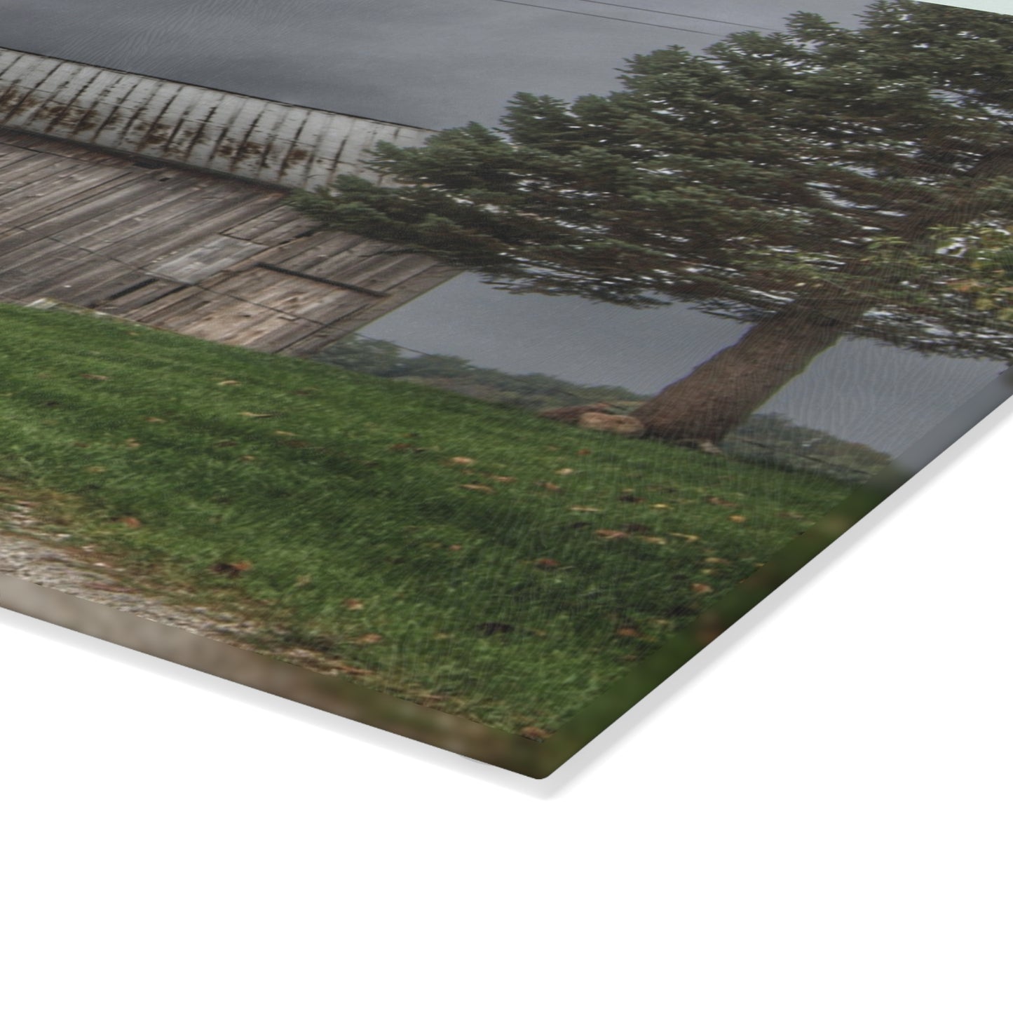 U R There Photography North Lake Road Grey Rustic Farmhouse Tempered-Glass Cutting Board