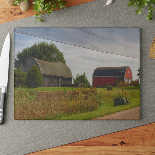U R There Photography Schott Road Generations Rustic Farmhouse Tempered-Glass Cutting Board