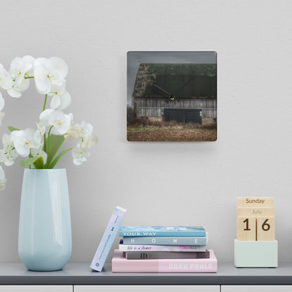 U R There Photography Stone Road Old Grey II Rustic Farmhouse Acrylic Analog Wall Clock