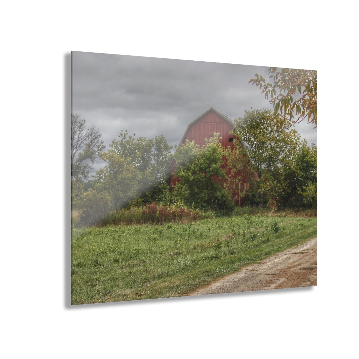 U R There Photography Bristol Road Hidden Red Rustic Farmhouse Acrylic Wall Print