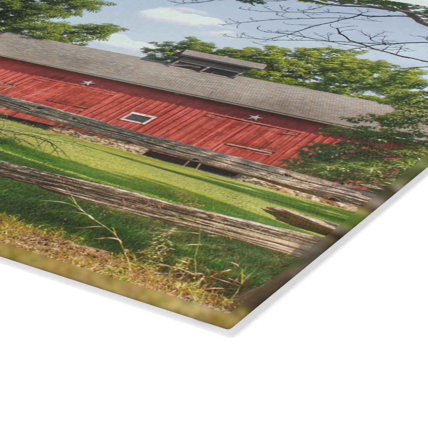 U R There Photography Hollow Corners Star Barn Rustic Farmhouse Tempered-Glass Cutting Board