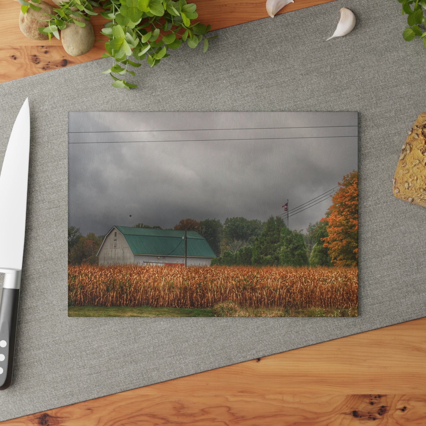 U R There Photography Saginaw Road White Rustic Farmhouse Tempered-Glass Cutting Board