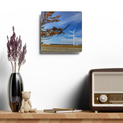 Rustic Farmhouse Wall Clock featuring Winter Windmills