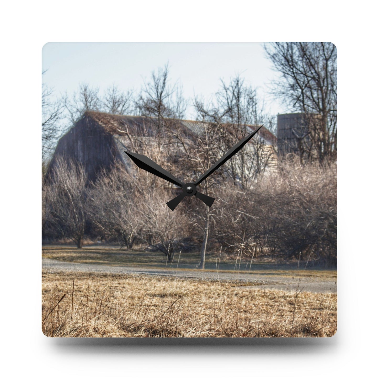U R There Photography Weyer Road Hidden Rustic Farmhouse Acrylic Analog Wall Clock
