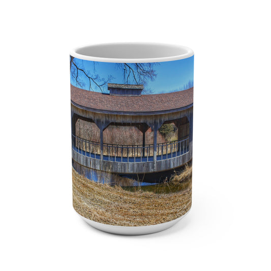 Rustic Farmhouse Coffee Mug featuring Covered Bridge of Campground Road