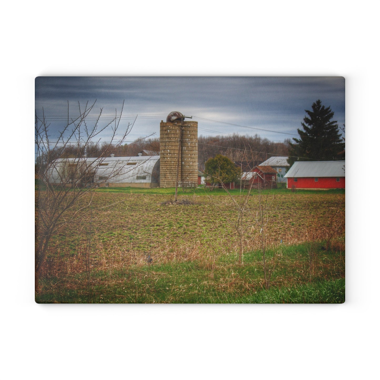 U R There Photography Fostoria Road Quonset Rustic Farmhouse Tempered-Glass Cutting Board