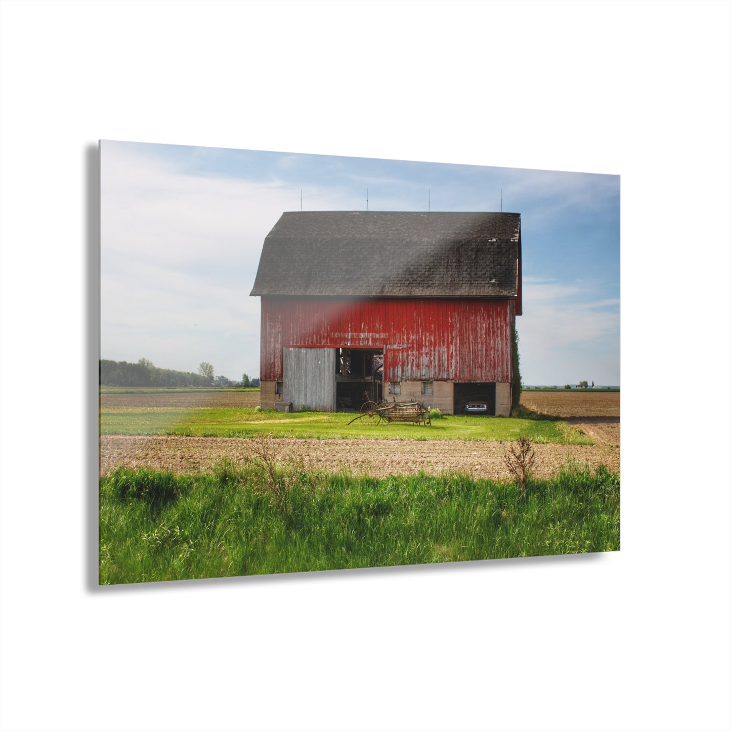 U R There Photography Unionville Elmwood Road Red I Rustic Farmhouse Acrylic Wall Print