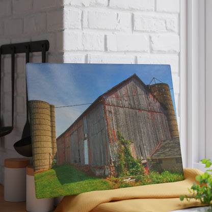 U R There Photography Marlette Red II Rustic Farmhouse Tempered-Glass Cutting Board