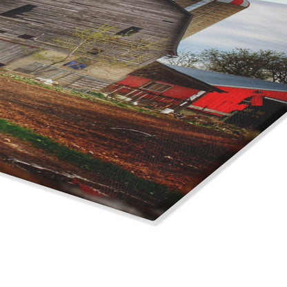 U R There Photography Murphy Lake Road Grey I Rustic Farmhouse Tempered-Glass Cutting Board