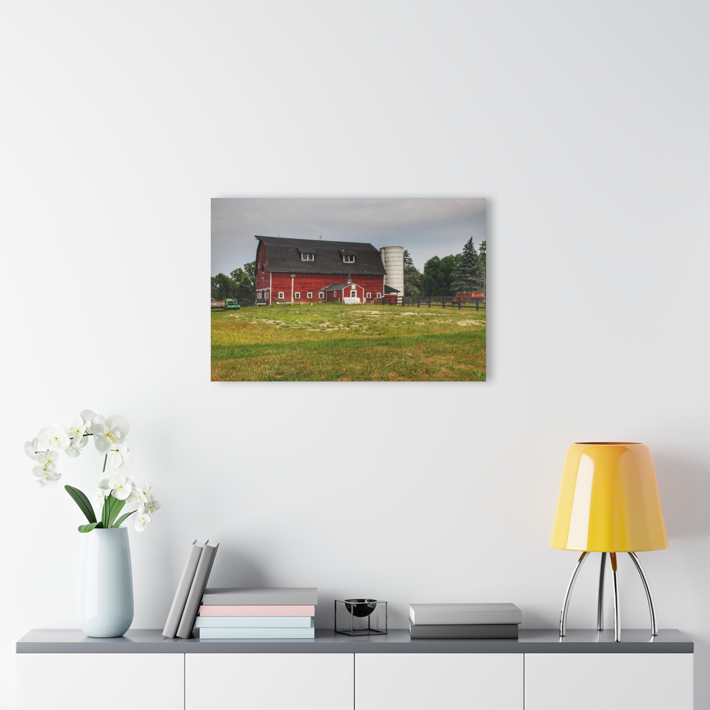 U R There Photography Oxford Old Red and Silo Rustic Farmhouse Acrylic Wall Print