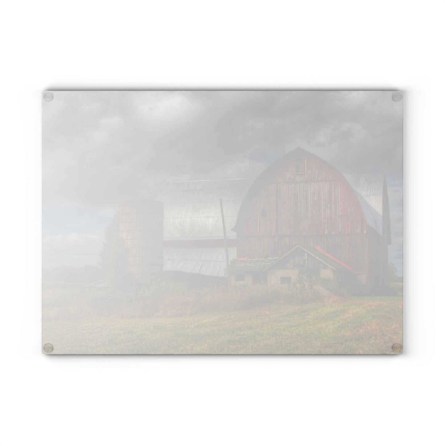 U R There Photography Valentine Road Red I Rustic Farmhouse Tempered-Glass Cutting Board