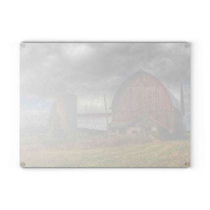 U R There Photography Valentine Road Red I Rustic Farmhouse Tempered-Glass Cutting Board