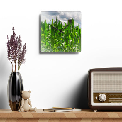 U R There Photography Beyond the Corn in Millington Rustic Farmhouse Acrylic Analog Wall Clock