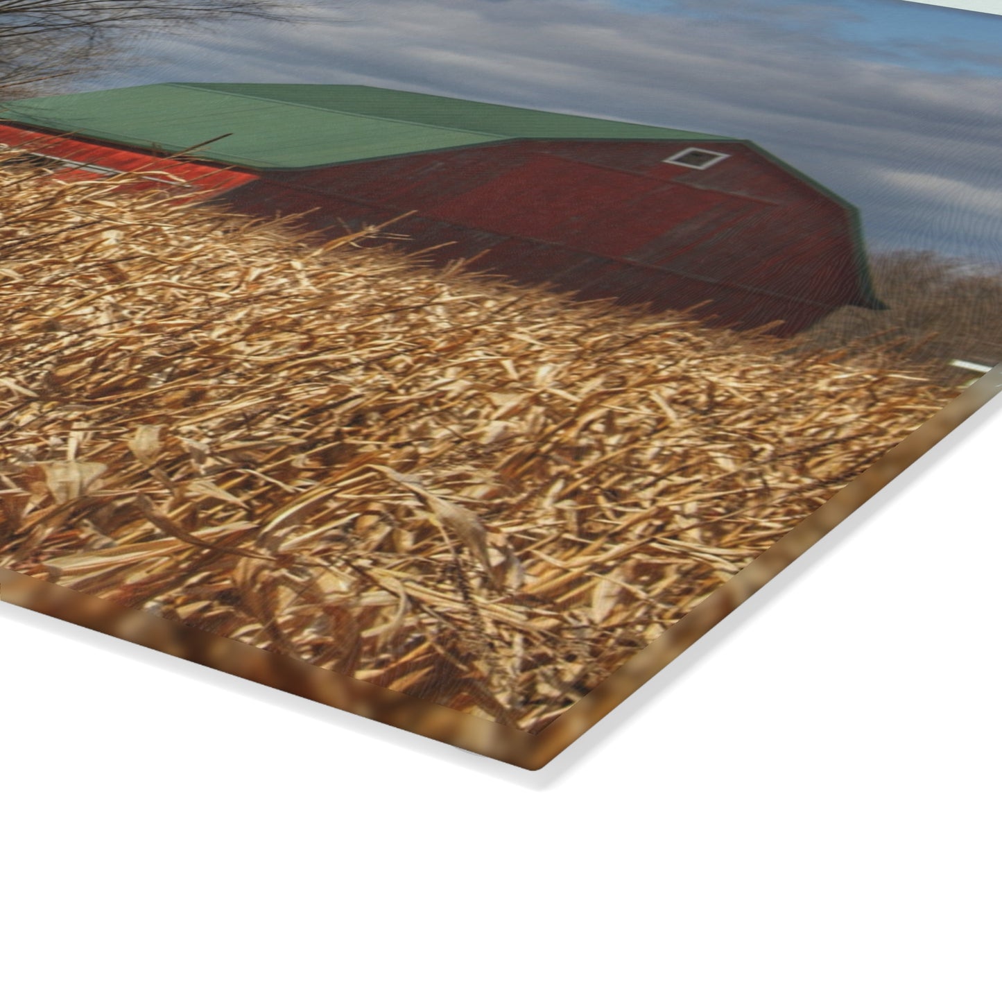 U R There Photography North Force Road Hidden Red Rustic Farmhouse Tempered-Glass Cutting Board