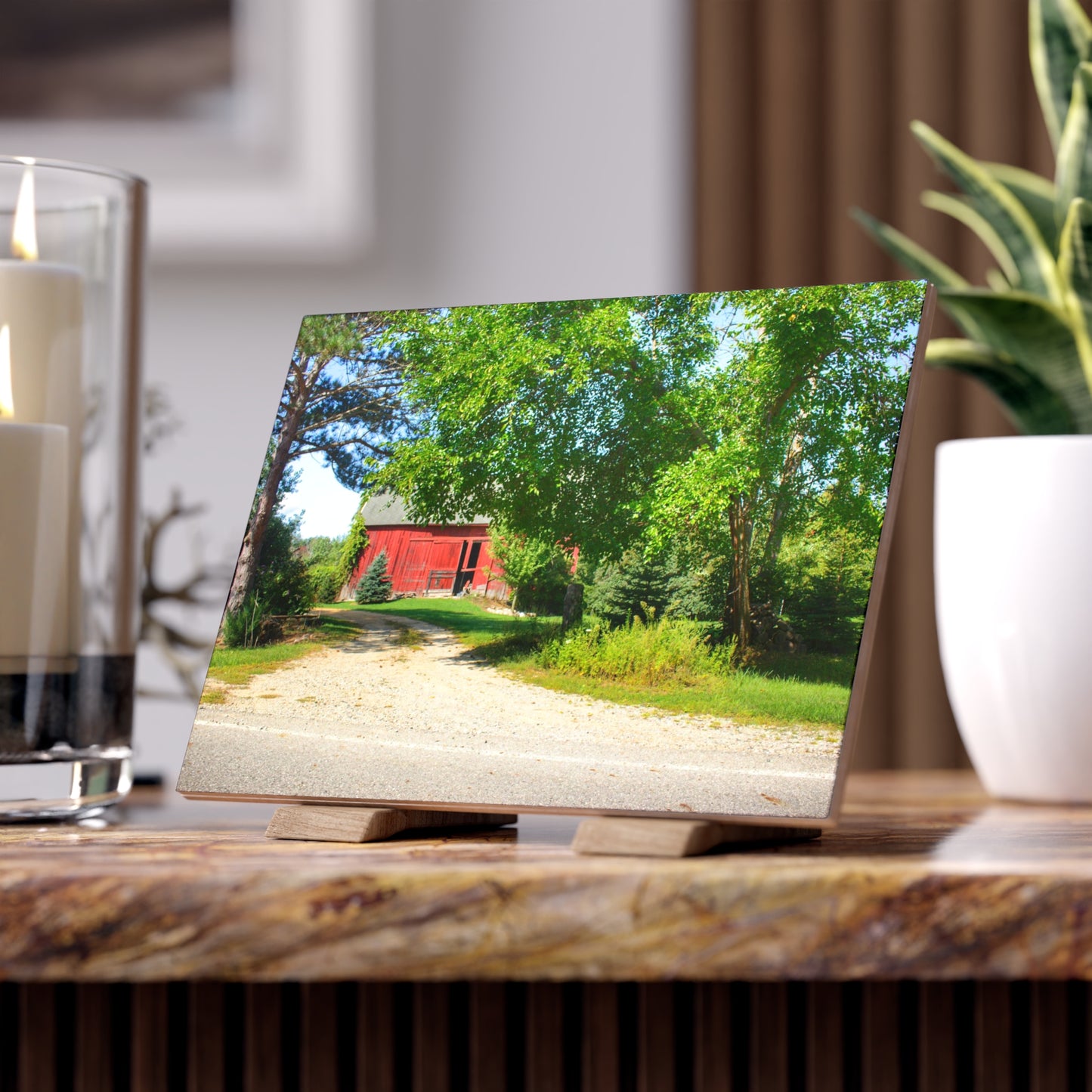 U R There Photography Caro Hidden Red Rustic Farmhouse Decorative Ceramic Tile