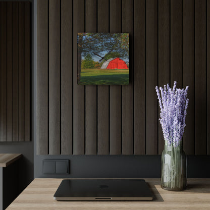 U R There Photography Peppermill Road Hidden Red Rustic Farmhouse Tempered-Glass Cutting Board