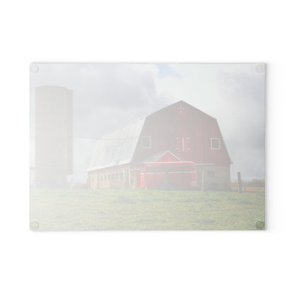 U R There Photography Clothier Road Red and Silo Rustic Farmhouse Tempered-Glass Cutting Board