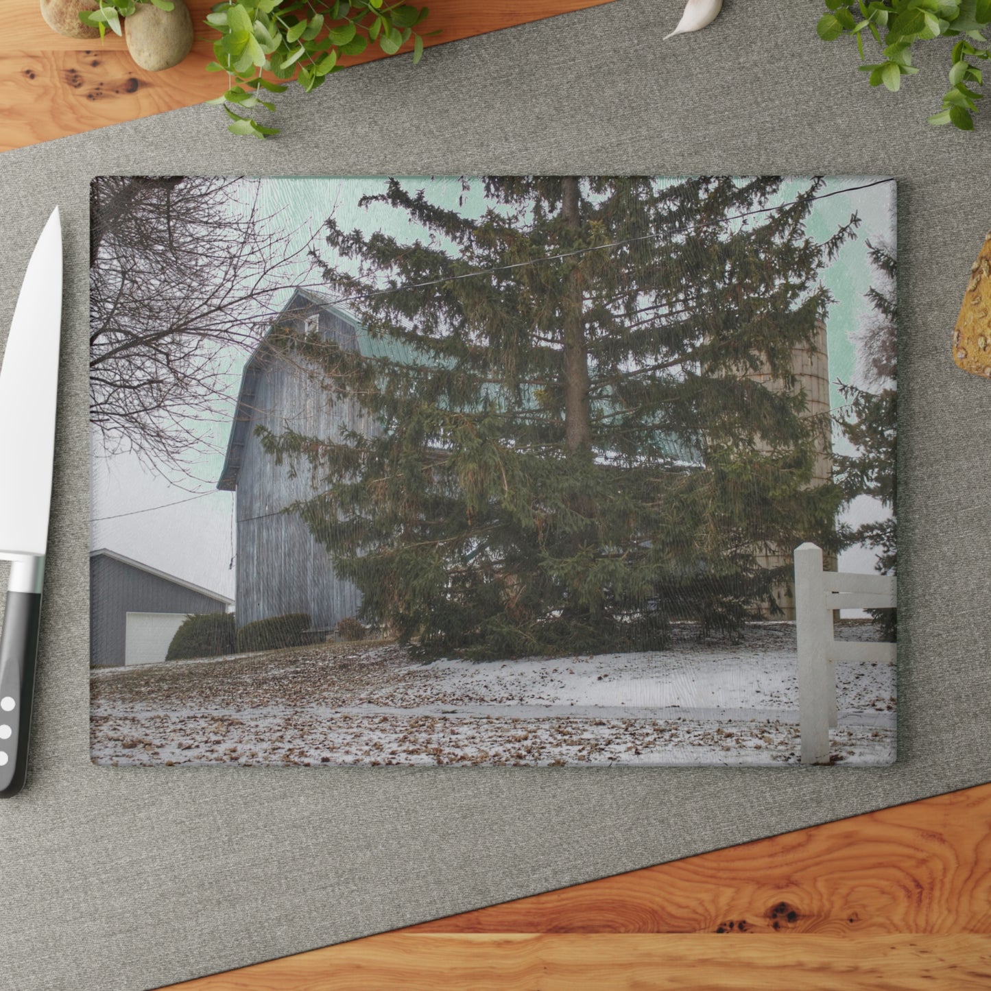 U R There Photography Hollow Corners Hidden Rustic Farmhouse Tempered-Glass Cutting Board