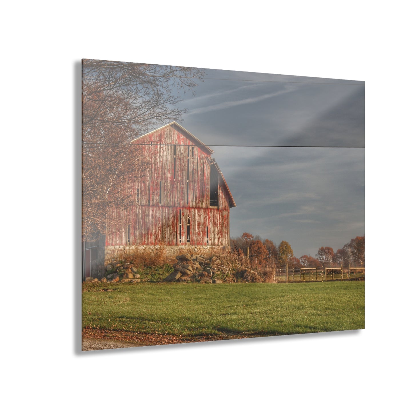 U R There Photography Marathon Road Red Cow Barn Rustic Farmhouse Acrylic Wall Print